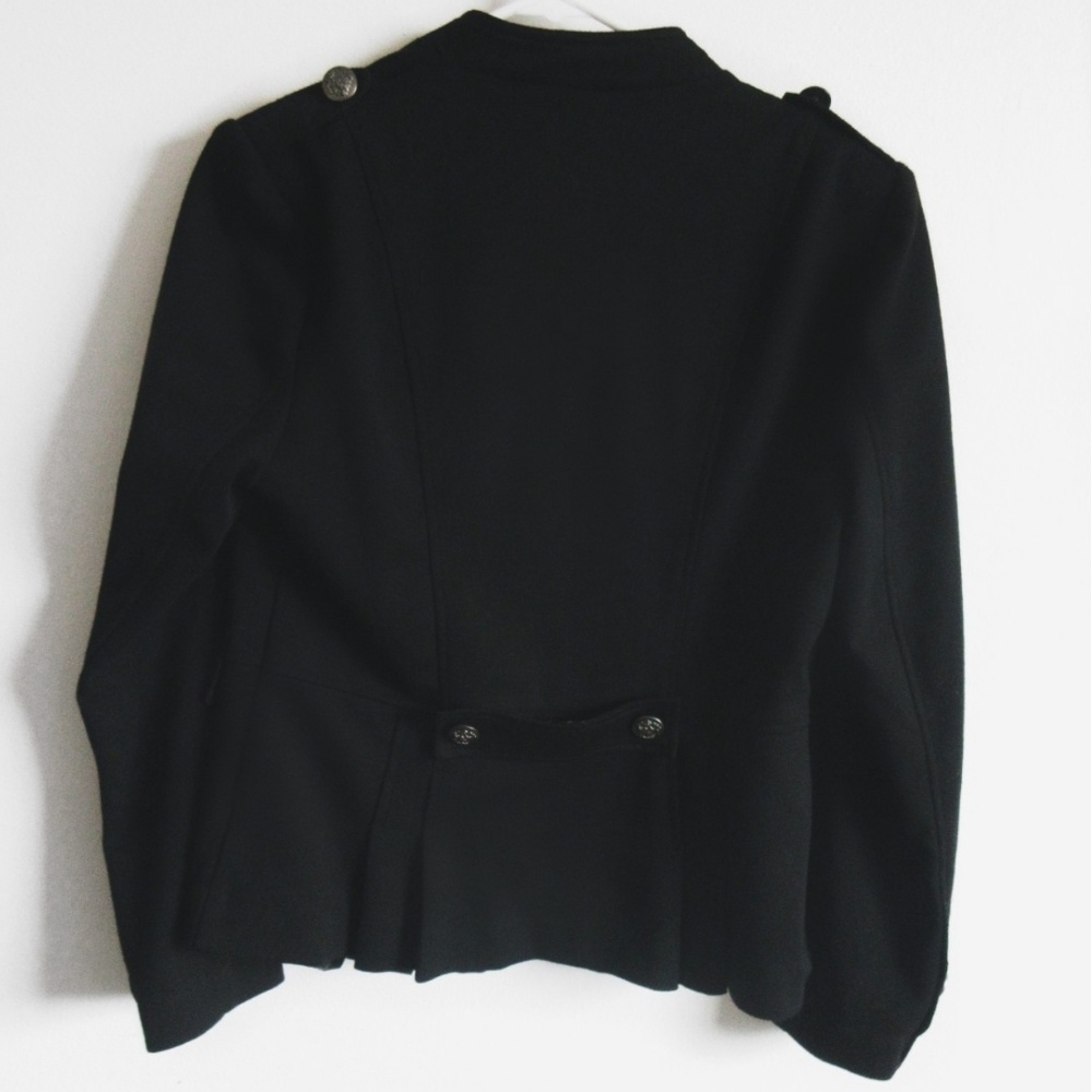 Black Military Zip-Up Blazer with Silver Buttons by Larry Levine Size Small - Picture 3 of 6